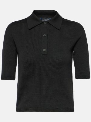 Плетена вълнена поло тениска 's Max Mara черно