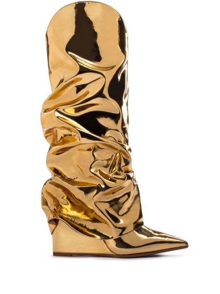 Auliniai batai ant pleištinio kulniuko Le Silla auksinė