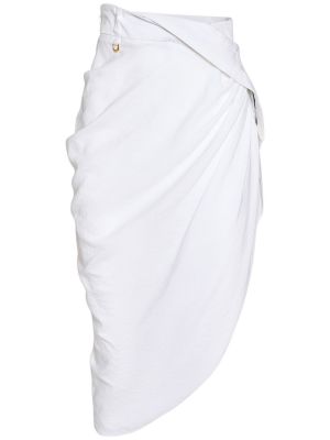 Saténové midi sukně Jacquemus bílé