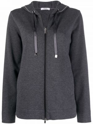 Pletena hoodie s kapuljačom s patentnim zatvaračem Peserico siva