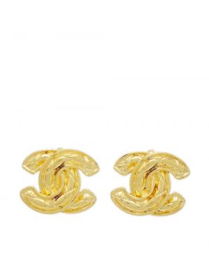 Dygsniuotos auskarai Chanel Pre-owned auksinė