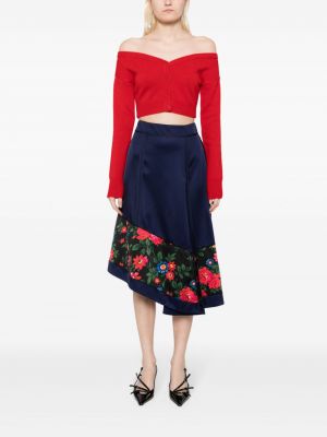 Asymetrické květinové midi sukně s potiskem Céline Pre-owned modré