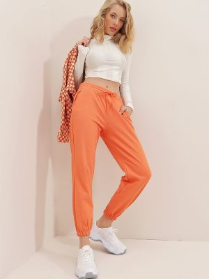 Pantaloni sport Trend Alaçatı Stili portocaliu