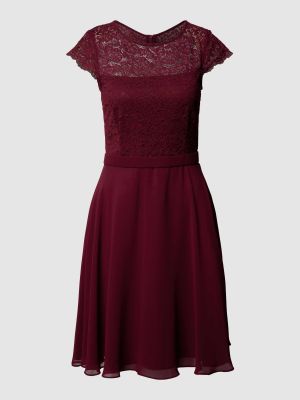 Sukienka koktajlowa szyfonowa koronkowa V.m. czerwona
