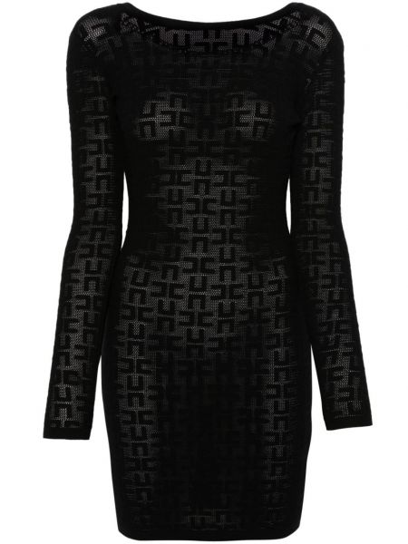 Pletena mini obleka Elisabetta Franchi črna