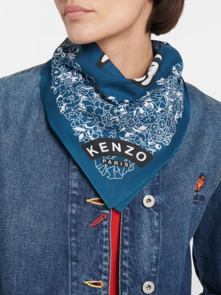 Памучен шал с принт Kenzo синьо