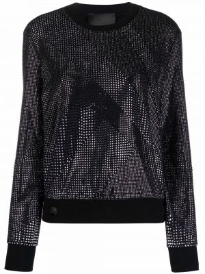Bluza bawełniana z kryształkami Philipp Plein czarna