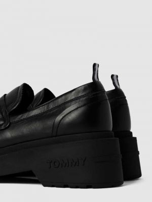 Mokasyny skórzane na platformie Tommy Jeans czarne