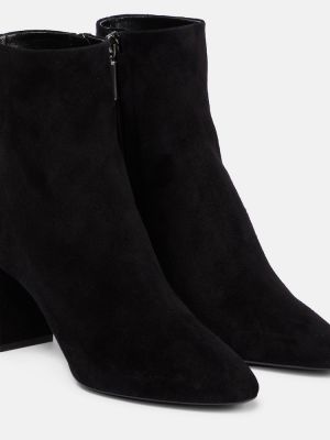 Велурени обувки до глезена Saint Laurent черно