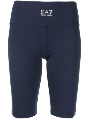 Pantaloncini sportivi con stampa Ea7 Emporio Armani blu