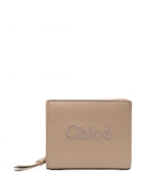 Haftowany portfel Chloe beżowy