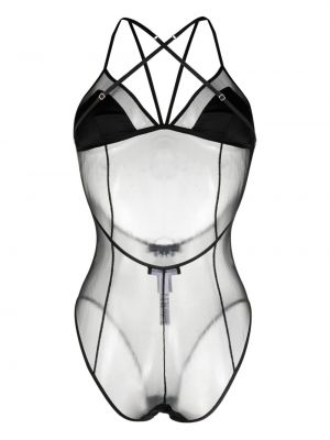 Transparentes body mit v-ausschnitt Dolce & Gabbana schwarz
