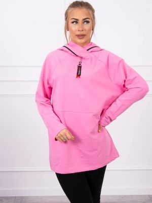 Oversized μπλούζα με φερμουάρ με κουκούλα Kesi ροζ