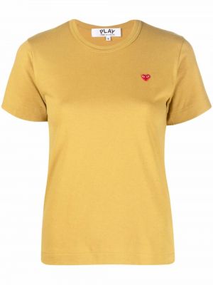 Tricou cu broderie din bumbac Comme Des Garcons Play galben