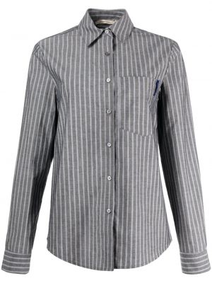 Pruhovaná bavlněná vlněná košile Paloma Wool šedá