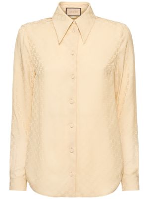 Camicia di seta in crepe Gucci beige