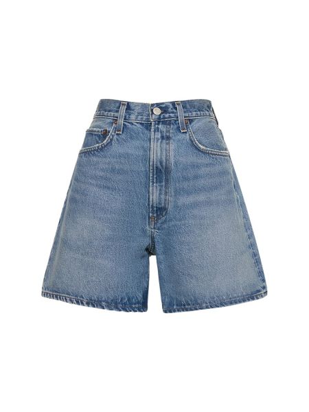 Højtaljet denimshorts Agolde blå