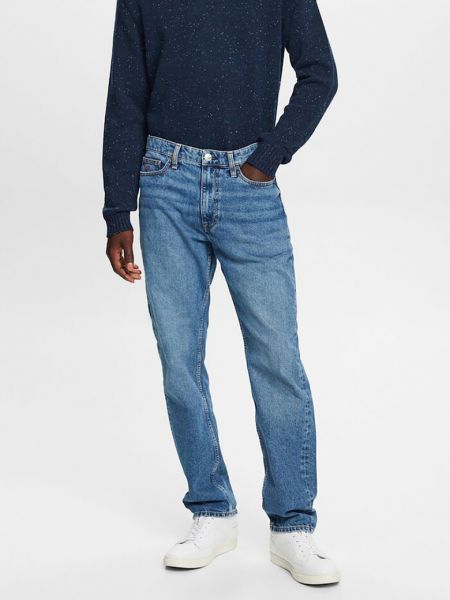 Прямые джинсы с потертостями Esprit синие