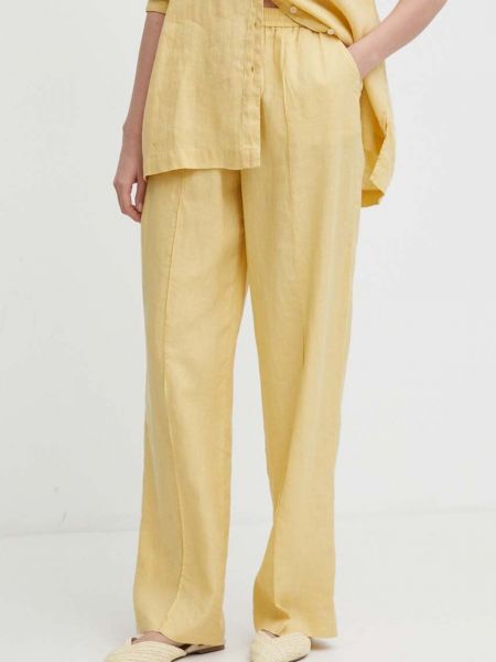 Pantaloni cu talie înaltă de in United Colors Of Benetton galben