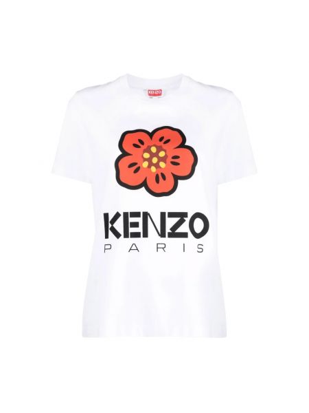 Koszulka w kwiatki z nadrukiem relaxed fit Kenzo biała