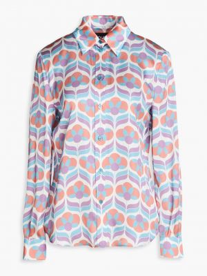 Рубашка из шелкового атласа с принтом BOUTIQUE MOSCHINO, лавандовый