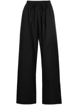 Bavlněné rovné kalhoty relaxed fit Matteau černé