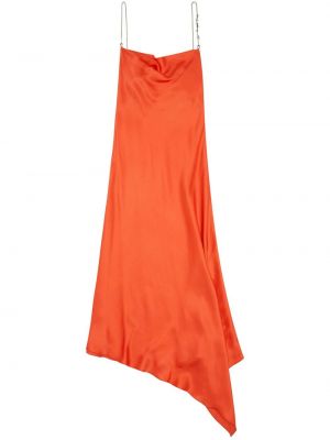 Satynowa sukienka koktajlowa Diesel pomarańczowa