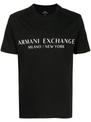 Trykt bomull t-skjorte Armani Exchange svart