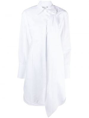 Рокля тип риза с драперии Victoria Beckham бяло