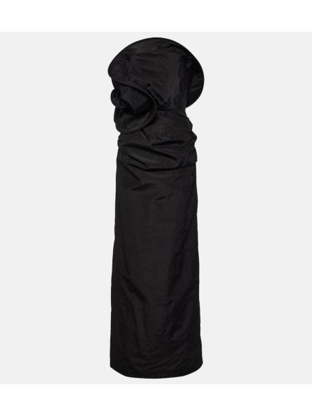 Vestido largo de seda de flores con apliques Magda Butrym negro