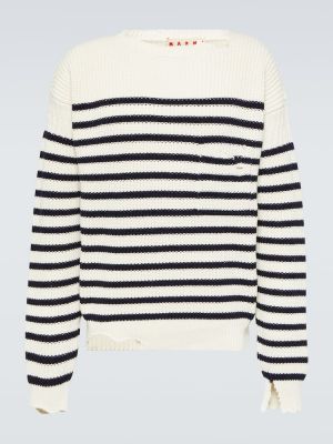 Jersey de lana a rayas de tela jersey Marni blanco