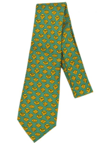 Svilena kravata iz žakarda Chanel Pre-owned zelena