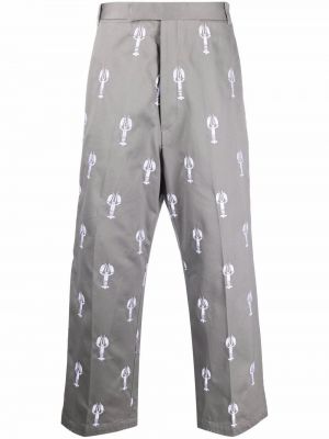 Satin gerade hose mit stickerei Thom Browne