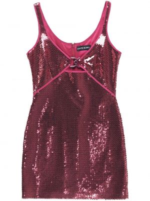 Коктейлна рокля с пайети David Koma розово