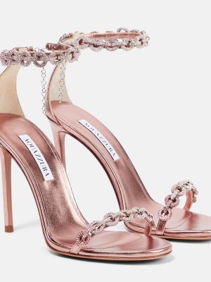 Sandale din piele de cristal Aquazzura roz