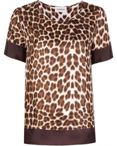 Camiseta de seda con estampado leopardo P.a.r.o.s.h. marrón