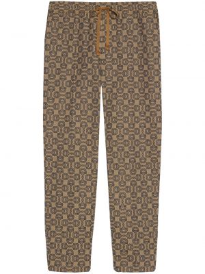 Pantaloni in tessuto jacquard Gucci marrone
