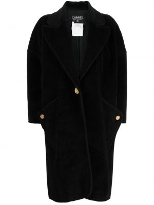 Gyapjú gombolt kabát Chanel Pre-owned fekete