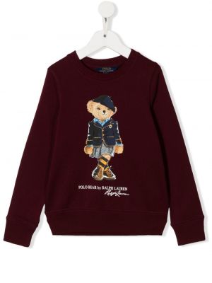 Hoodie för tjejer Ralph Lauren Kids röd