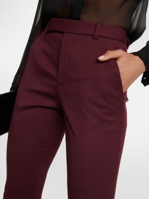 Pantaloni cu picior drept de lână Saint Laurent violet