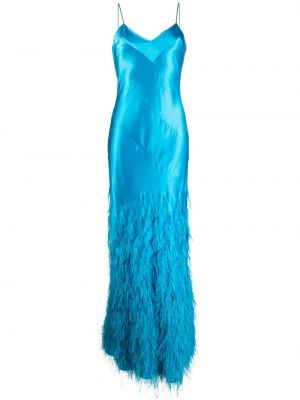 Копринена коктейлна рокля Cult Gaia синьо