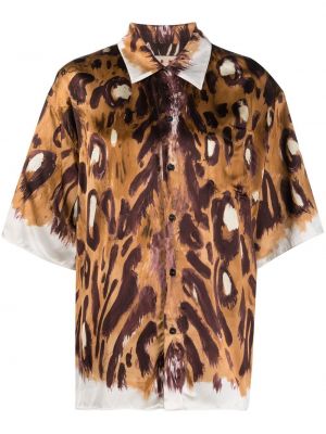 Leopardí košile s potiskem Marni hnědá