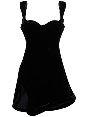 Sametové mini šaty Mugler černé
