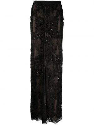 Drapovaný čipkovaná dlhá sukňa Gemy Maalouf čierna