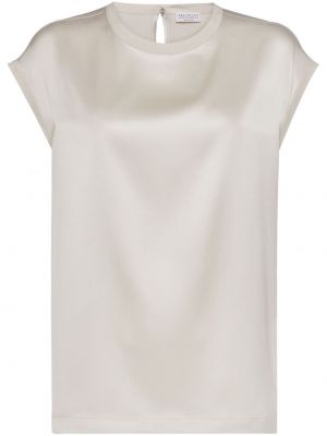 Сатенена блуза Brunello Cucinelli бяло