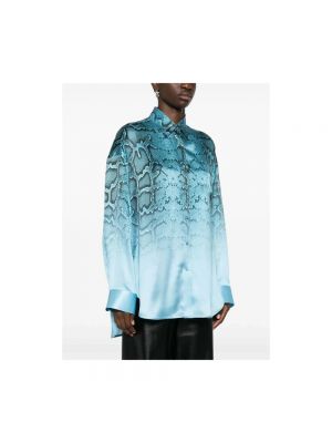 Camisa de cuero de seda con estampado Ermanno Scervino azul