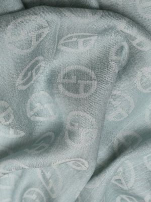 Шелковый шерстяной шарф Giorgio Armani зеленый