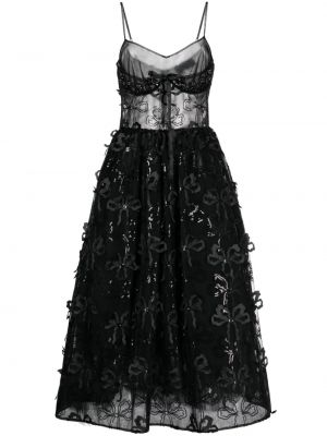 Tylové midi šaty s mašľou Simone Rocha čierna