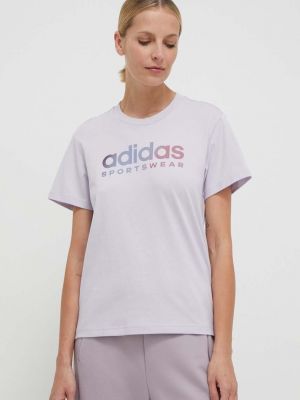 Bavlněné tričko Adidas fialové