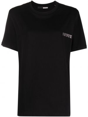 Βαμβακερή μπλούζα Rotate μαύρο